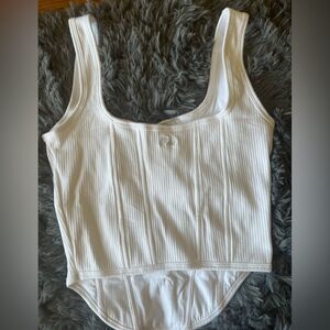 Victoria secret pink white cinched corset unlined top NWT